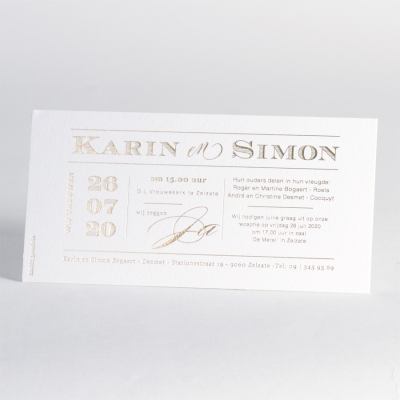 Invitation blanche avec letterpress de luxe (333.022)