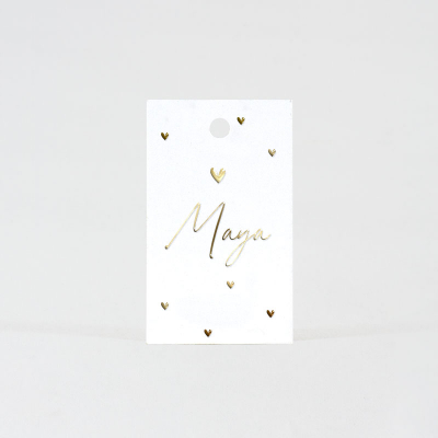 Etiquette cœurs dorés avec prénom en dorure (535.020)