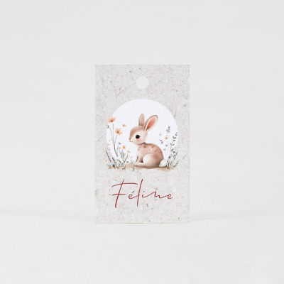 Etiquette fleurs et petit lapin  (535.031)