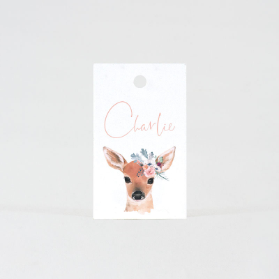Etiquette biche et couronne de fleurs (535.115)