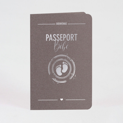 Faire-part naissance passeport pieds argentés (581.125)