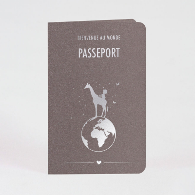 Faire-part naissance passeport girafe argentée
 (581.177)