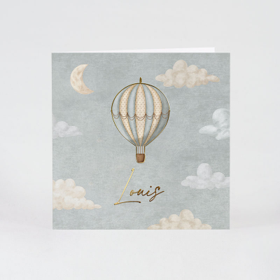 Faire-part naissance carré montgolfière (585.008)