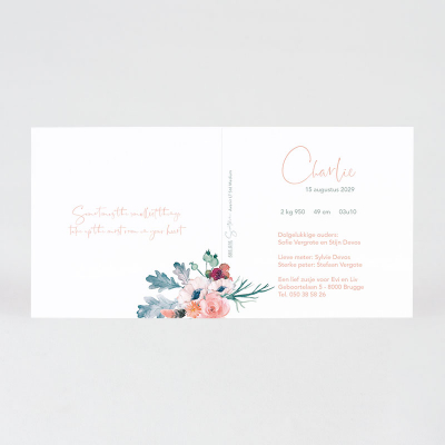 Faire part naissance biche et couronne de fleurs (585.015)