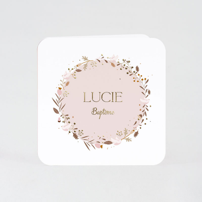Faire part naissance colombe et couronne florale (585.023)