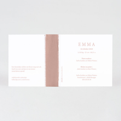 Faire-part naissance minimaliste et ruban rose (585.025)