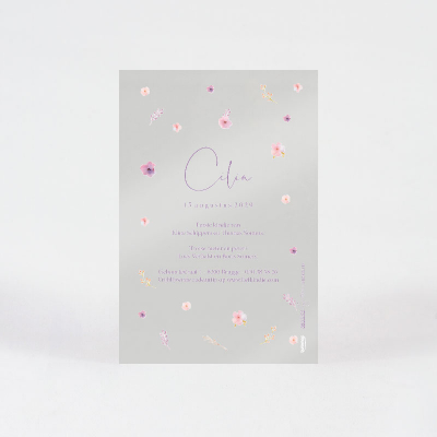 Faire-part naissance plexi envolée de fleurs (585.043)