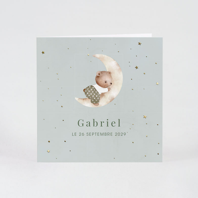 Faire-part naissance ourson sur la lune (585.057)