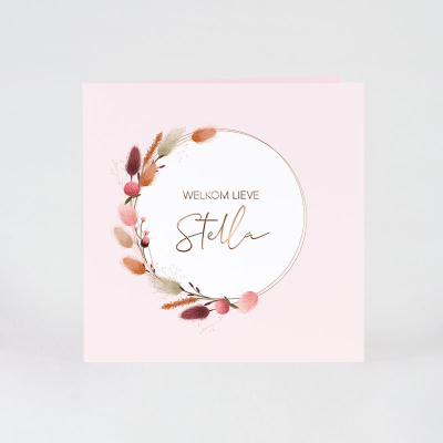 Faire part naissance douces fleurs et dorure (585.073)