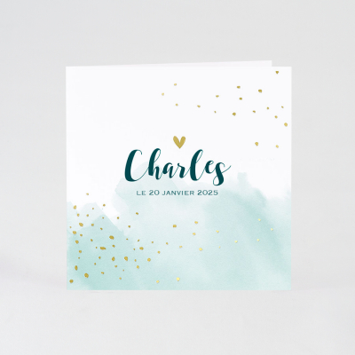 Faire-part pastel et confettis dorés 
 (589.005)