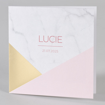 Faire-part effet marbré et motif géométrique rose
 (589.107)
