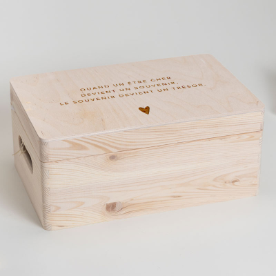 Boîte à souvenirs en bois avec textes personnalisés (610.908)