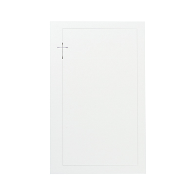 Carte religieuse allongée crème petite croix argentée (642.040)