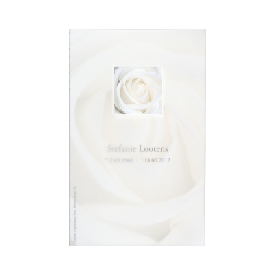 Carte civile double allongée cœur de rose blanche  (642.207)