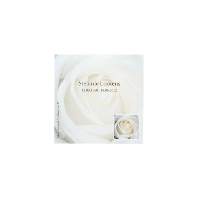Souvenir mortuaire cœur de rose blanche en coupon  (651.107)