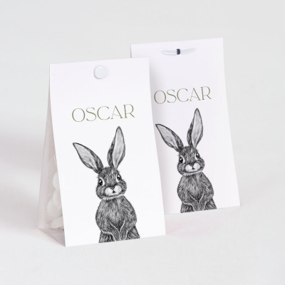 Etui à dragées joli lapin en noir et blanc (745.013)