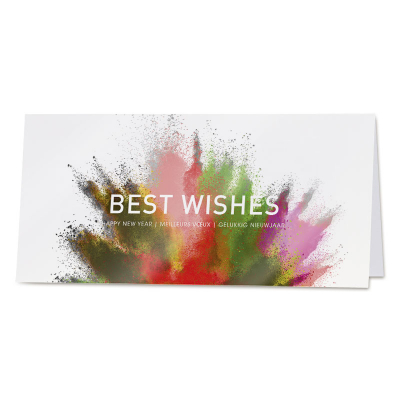 Carte de vœux colorée peinture en éclat "Best Wishes" (841.018)
