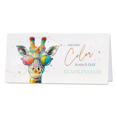 Carte de vœux entreprise humoristique girafe colorée (844.014)