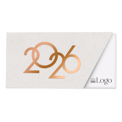 Carte de bonne année entreprise 2026 papier recyclé et dorure cuivrée (845.010)