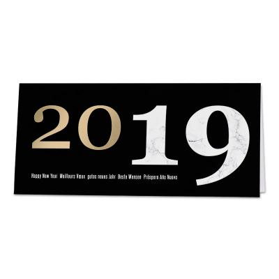Carte de voeux 2019 motif marbré et noir vernie (848.022)