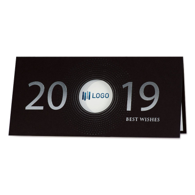 Carte de voeux noire 2019 avec découpe pour logo (848.059)