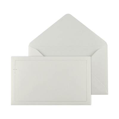 Crème enveloppe met fijn zwart kader en kruisje (069.040)