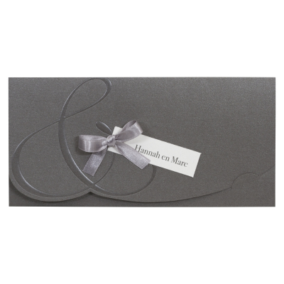 Staalgrijze huwelijkskaart met &-teken in grijze folie (104.009)