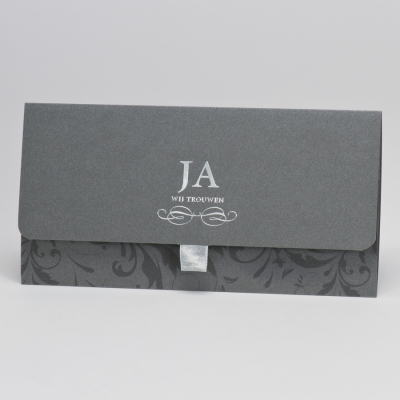 Staalgrijs handtasje met barokmotief en zilverfolie - JA (104.072)