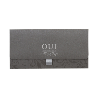 Staalgrijs handtasje met barokmotief en zilverfolie - Oui (104.073)