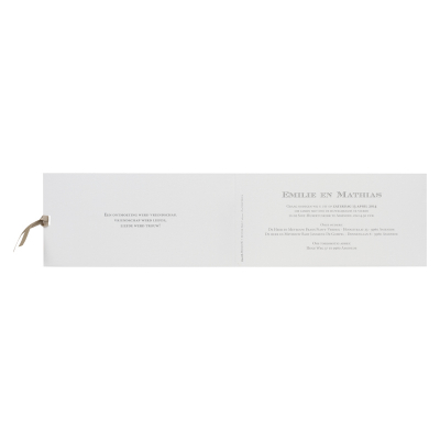 Langwerpige luxehuwelijkskaart met bloemmotief in parelmoerfolie (104.078)