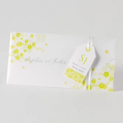 Fleurige pochettekaart met groene bloemen (105.058)
