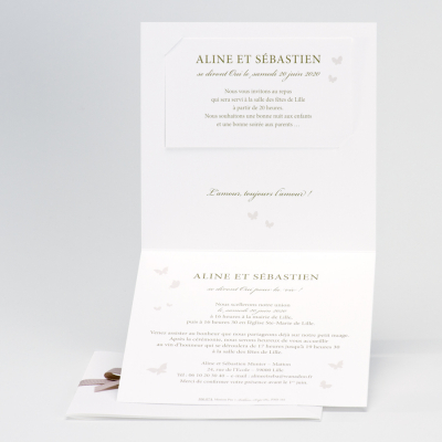 Stijlvolle trouwkaart met vlinders - roze (106.074)