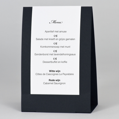 Menu staander zwart met witte folie (208.904)