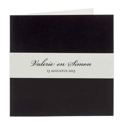 Zwarte luxekaart met slangmotief en wit bandje (313.095)
