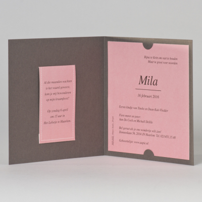 Bruine zigzagkaart met roze tag (505.032)