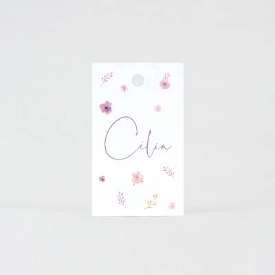 Label paarse en roze bloemetjes (535.043)