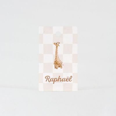 Label girafje op speels ruitjespatroon (535.056)
