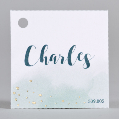 Suikerkaartje met groene aquarel en details in goudfolie (539.005)