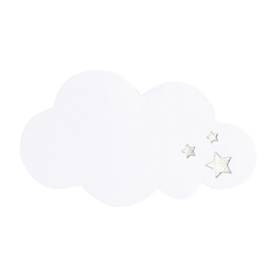 Personaliseerbare sluitzegel witte wolk met sterren in zilverfolie (576.102)