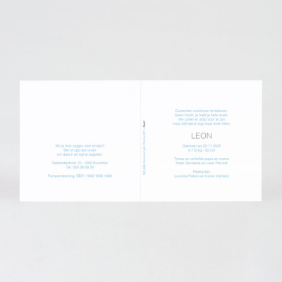 Lichtblauw blanco geboortekaartje in luxe papier - Mix and match (581.186)
