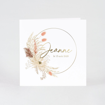 Luxe geboortekaart met flowerhoop en goudfolie  (585.018)