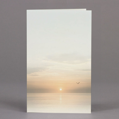 Dubbele rouwkaart vogel bij zonsondergang boven water - per 1 (642.180)