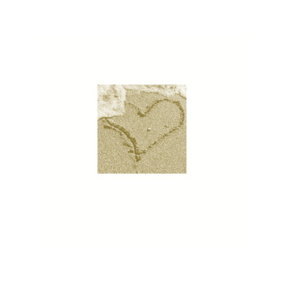 Vierkant rouwprentje met hart in het zand in coupon van 3 (651.909)