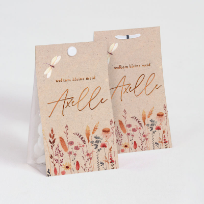Snoepzakje ecolook met droogbloemen en libelle - personalisatie in folie (745.038)