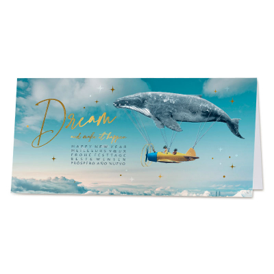 Nieuwjaarskaart walvis zeppelin 'Dream and make it happen' (843.022)