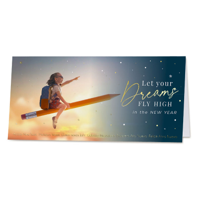 Kerstkaart 'Let your dreams fly high' met goudfolie  (843.042)