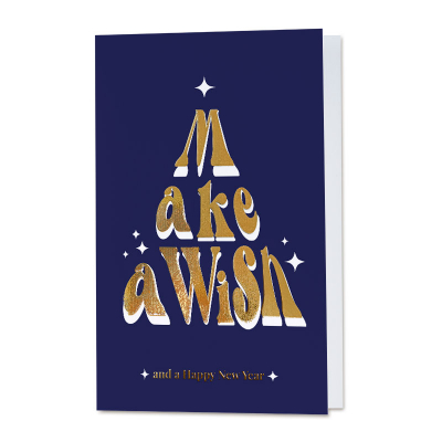 Kerstkaart 'Make a Wish' in digitale goudfolie  (843.090)
