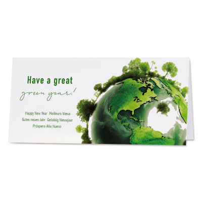 Internationale kerstkaart met groene wereldbol (844.003)
