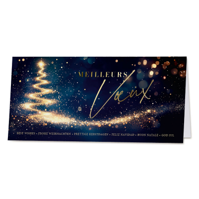 Kerstkaart met gouden lichtboom en Meilleurs Vœux - FR (845.088)