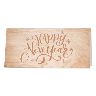 Happy New Year op houten achtergrond met contour in goudfolie (849.048)